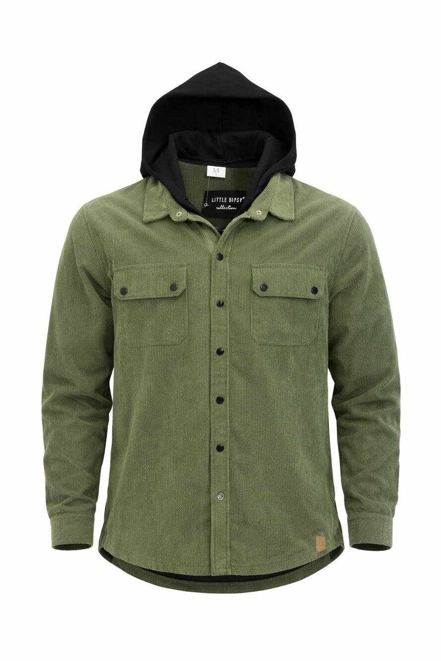 Little Bipsy Adult Corduroy Hooded Shacket Women’s M Forest Green NWT